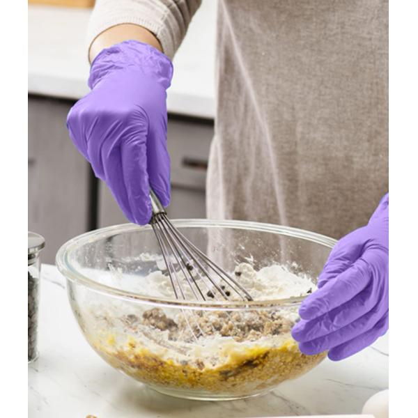 Пурпур порошок 5 перчаток нитрила Mil медицинских большой длинный резиновый свободный делает водостойким