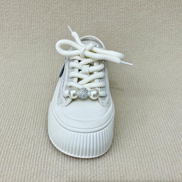 Comfort Womens White Mules Canvas Platform Shoes With Lace Up