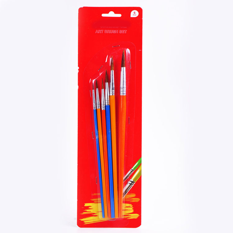 6pcs wholesale colorful goat hair wood brushes watercolor