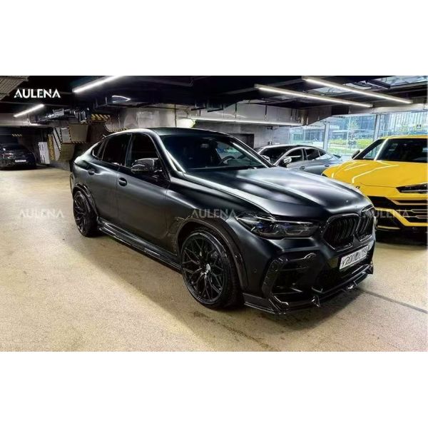 For BMW X6M Dry Carbon Fiber Body Kit X6M Aulena-style Front Lip Diffuser Spoiler Hood Wheel Arch X6M Wide-body Kit