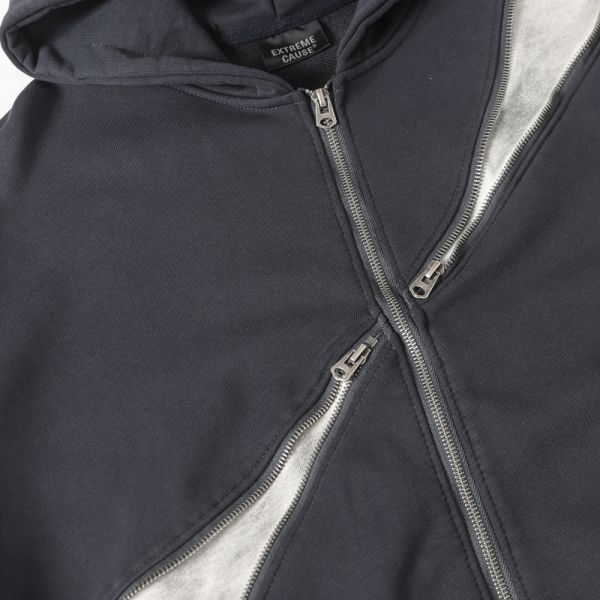 Washed Fleece Zip-Up Oversized Hoodie Unisex Polyester/Cotton Blend Anti-Wrinkle Windproof Breathable 3D Pattern Winter