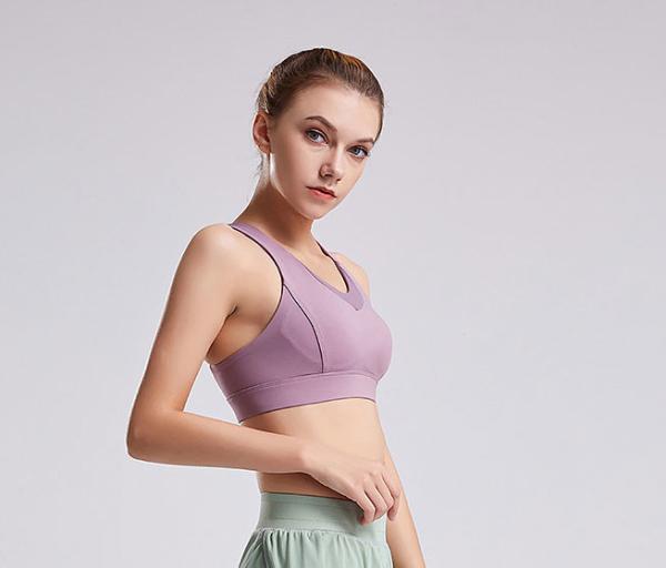 Soft Fabric X Strap Back Womens Sports Bra Padded Moisture wicking