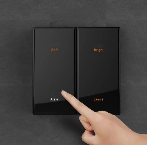 Tempered Glass Modbus Wall Light Switch Panel 12 Voltage RS485