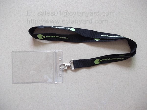 Small wholesale custom polyester neck ribbon with plastic badge pouch,