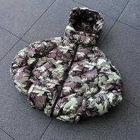 Custom DTG Print Streetwear Crop Vintage Heavyweight Winter Hooded Windproof Camouflage Down Puffer Jacket Coat