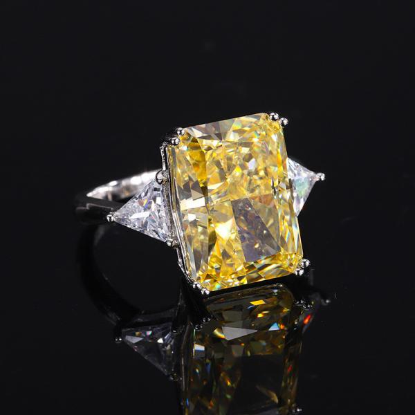925 Sterling Silver Jewelry Set Radiant Cut Created Yellow Diamond Pendant Ring Earrings