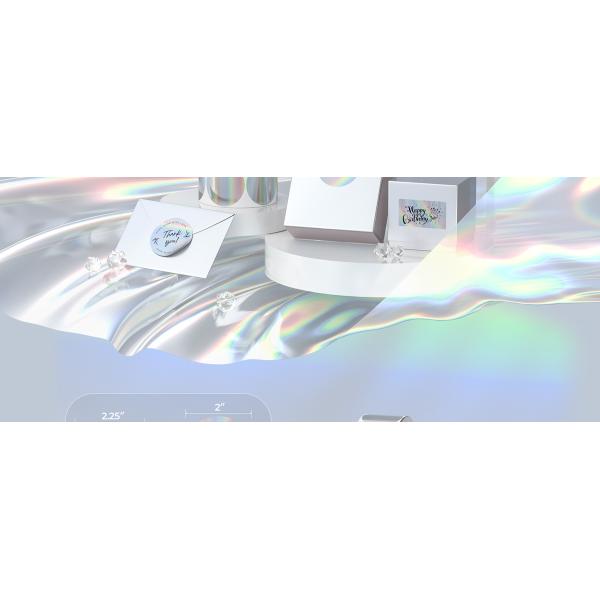 Holographic Round Thermal Label Stickers Circle 2 Inch Printable Rainbow Thermal Printer Labels Stickers Self-Adhesive