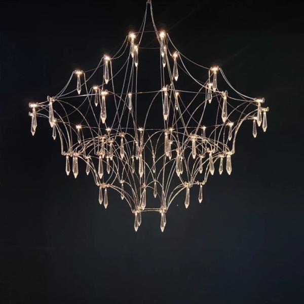 Modern Crystal Ceiling Chandelier Lighting Stainless Steel Fireflies Pendant Lamp nickel pendant light(WH-AP-542)