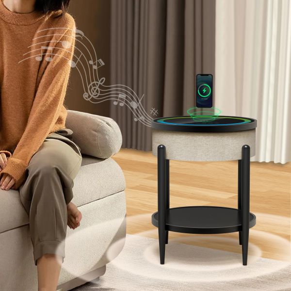 Modern Smart Bedside Table Wireless Charging Speaker bluetooth connecting nightstand coffee table speaker 