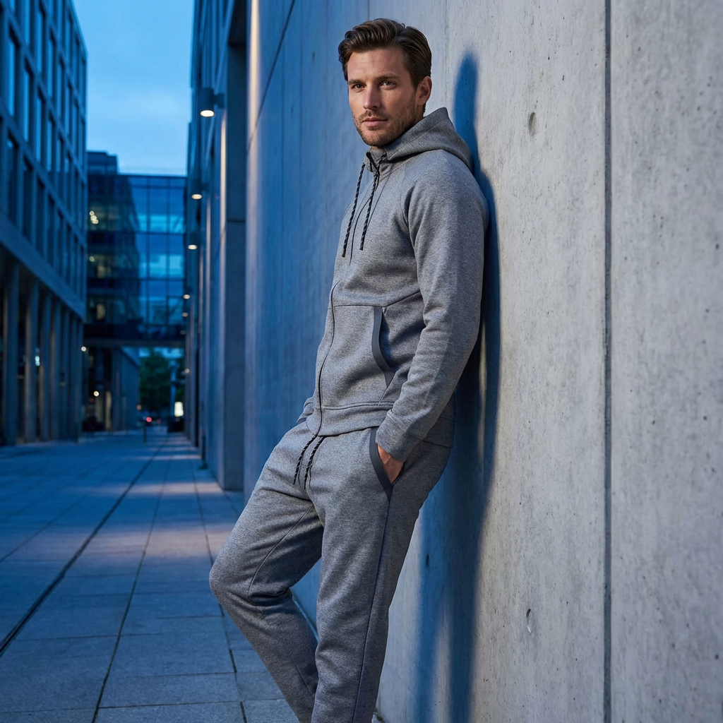 360gsm Premium Tracksuit Men 2 Piece Set Zip Sweatsuit Black Trim Sport Casual Streetwear Autumar and Winter