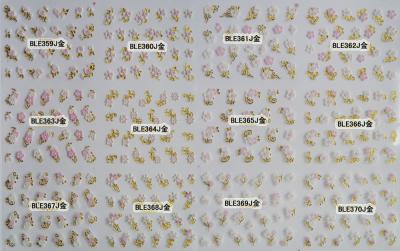 Gold edge Gel Nail Art Supplier Nail Wraps Nail Sticker with butterfly-BLEJ359-370Gold