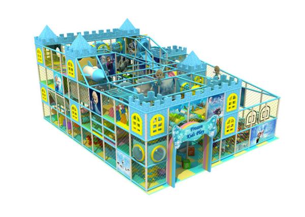 Frozen Theme Blue Kids Indoor Playground Equipment With Wave Slide KP150520