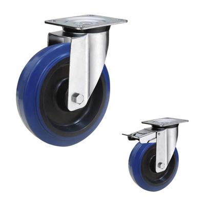 6 Soft Elastic Wheel Medium Duty Swivel Plate Casters Wheels 350kg Capacity