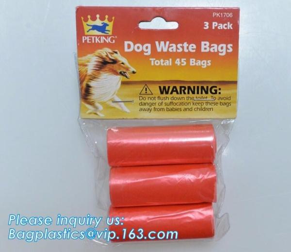 LED Flashlight Dog Waste Bag Dispenser Holder with Pet Waste Bag Poop Roll Bags, BPI ASTM D6400 EN13432 Approval Customi