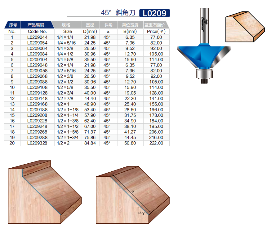 OEM ODM Lamboss 60HRC Chamfer Bit for Woodworking Good Quality CNC Milling Cutter Router Chamfer Bit