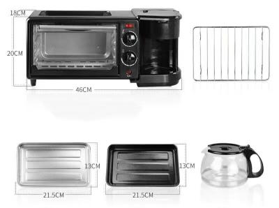 9L 12L 3 - em - 1 máquina de café de forno elétrico frigideira máquina de café da manhã multifuncional
