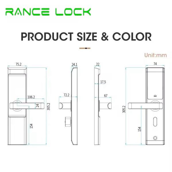 Black TTlock Digital Door Lock 35mm - 55mm Hotel Digital Door Lock