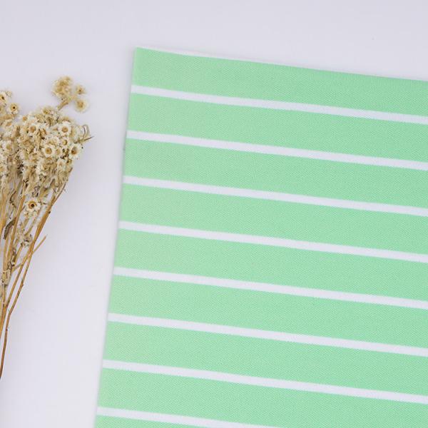 Breathable Green And White Striped Knit Fabric , 210g 26S Striped Cotton Knit Fabric