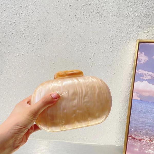 Acrylic Evening Clutch Bag for Women Shell Shape Shoulder Crossbody Bag Glitter Marble Purse Handbag