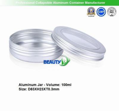 100ml  Empty Cosmetic Cream packaging Aluminum jars with clear Windows