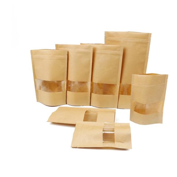 3.5 X 5.5 Stand Up Pouches Bags , Kraft Paper Bags With Window