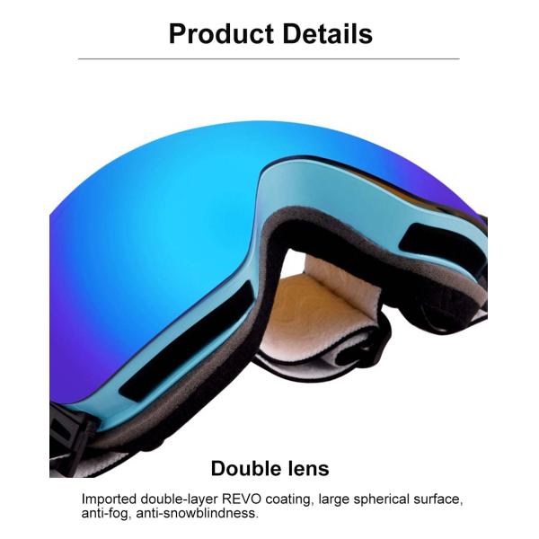 Colour Plating Snow Glasses Ski Goggles with 3 Layers Foam and Custom Color Lenses
