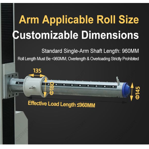 SINOLIFT CDD1019BF 1 Ton Electric Single-Arm Push-Pull Cart 1.95m Lifting Height Roll Material Handling Trolley