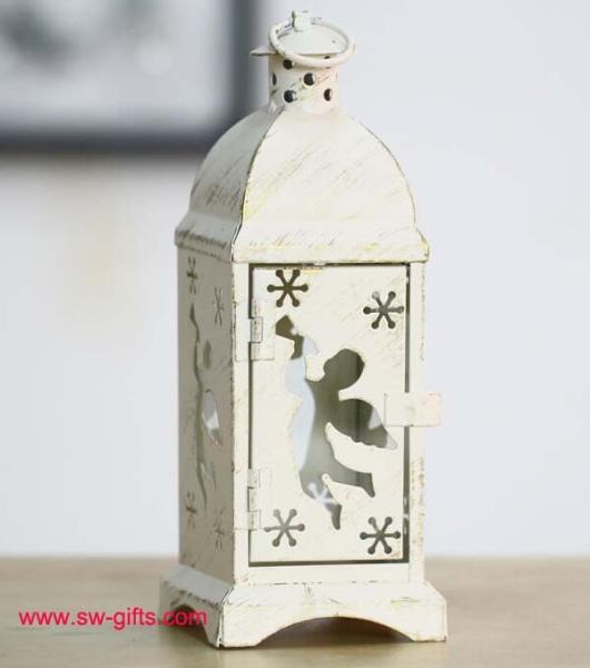 White Metal Lantern Christmas Decoration Designs Hurricane Lamp Nordic Candle Holder