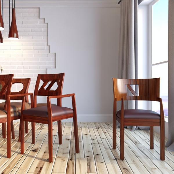 Contemporary Wooden Dining Chairs Set of 4 with 2 Armchairs