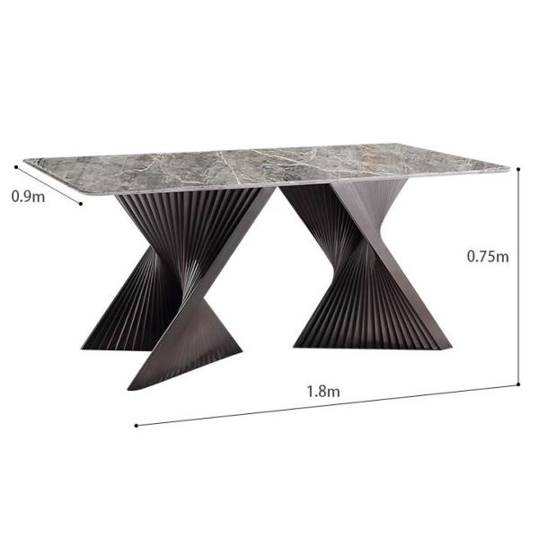 Premium Hotel Restaurant Furniture Modern Art Natural Marble Metal Base Dining Table