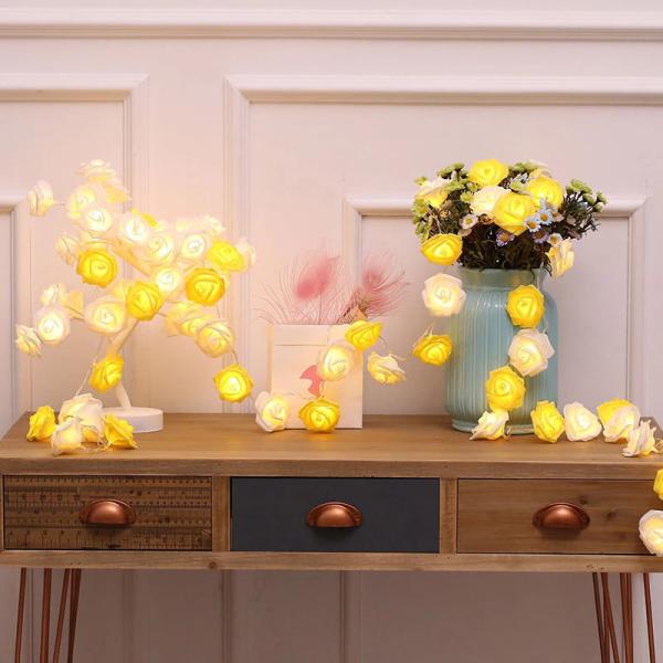 1.5M 10LED Artificial Rose Flower Garland String Light LED Fairy Lights Valentine's Day Wedding Christmas Party Decorations