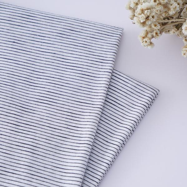 Absorción de sudor Camiseta de material rayado Tejido de algodón puro 100% cara única