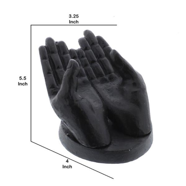 5.5 Inch Creative Antique Black Cast Iron Hand Sculpture Set For Home Decorations