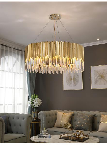 Black Modern Chandelier Lighting For Living Room Luxury Round Crystal Lamp(WH-CY-175)
