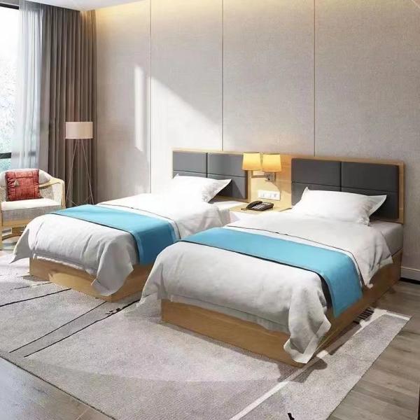 Classic Luxury White Solid Oak Double Bed Hotel Bedroom Soft Bed