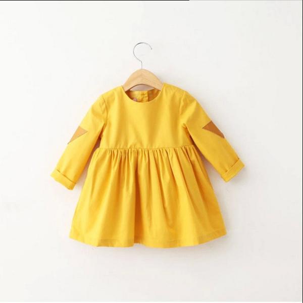 2016 Fashion Girl Colorful Kid's Dress long sleeve Yellow Dancing Dress Prince Style Q051