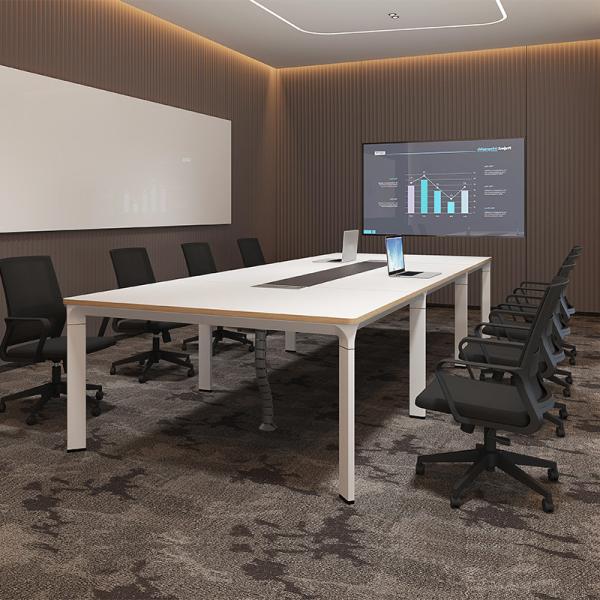 White Meeting Room Furniture Wood 8 Person Conference Room Table And Chairs