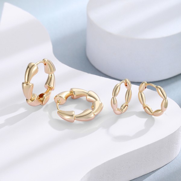 Fashion Minimalist Lotus Root Shaped Circle Earrings Brass 14K Gold Plated Women's Daily Jewelry Hoop Earring