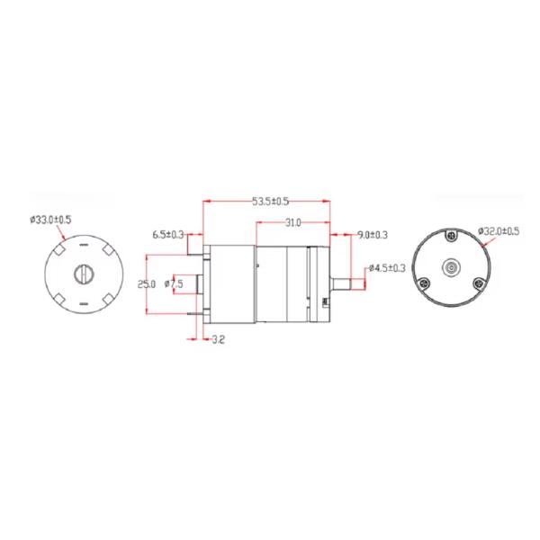 520 moteur 7000 tours par minute 12V moteur CC brossé 33 mm de diamètre pour pompe à eau moteur électrique