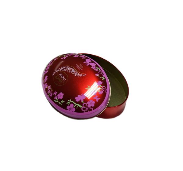 Ellipse Shape Small Chocolate Gift Boxes Tinplate Material For Food Packaging