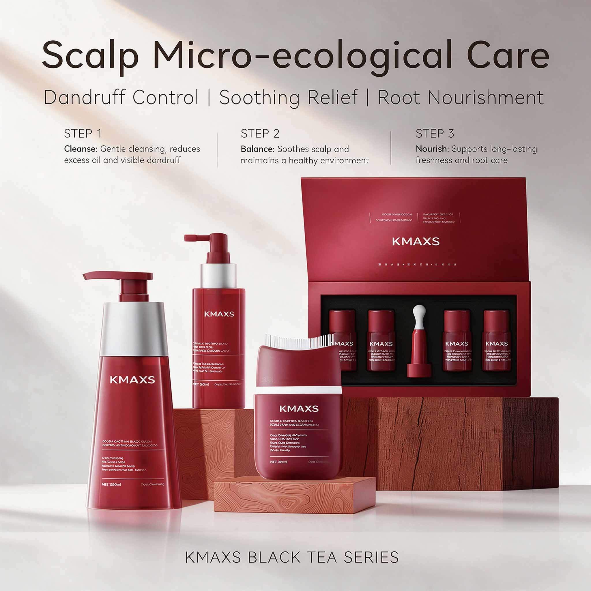 Black Tea Scalp Care Kit Grease Control Root Lift Hair Freshness