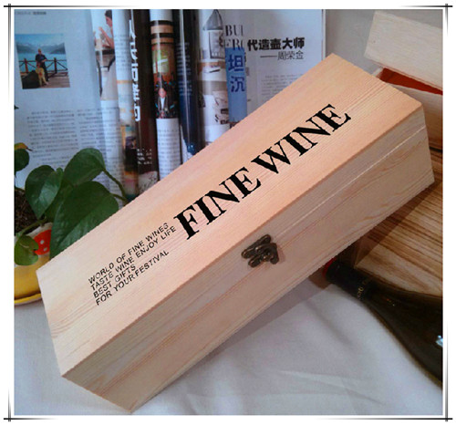 1本のびんのための自然な未完成の木のワイン箱