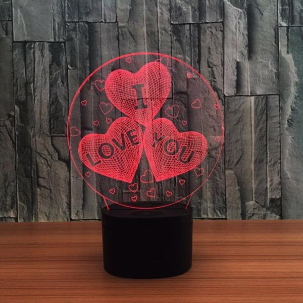 Sweet Heart Indoor Acrylic 3D LED  Night  Light for Gift , Decoration LED Light in many colors