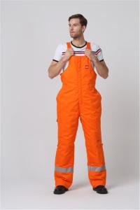 2 Side Pockets Orange Winter BIB Pants With Covered Metal Zip