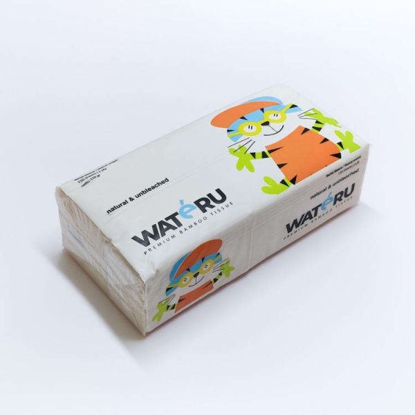 Hot sale custom ecofriendly Natural Color 2 ply bamboo rectangular shape facial tissue