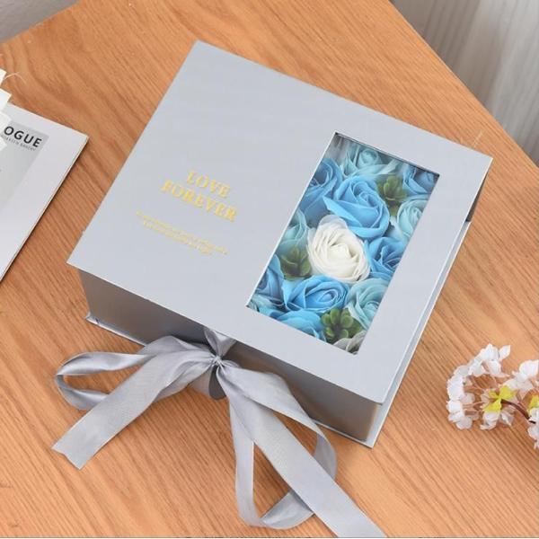 Rigid Cardboard Jewelry Flower Gift Packaging Box Custom Logo Printing