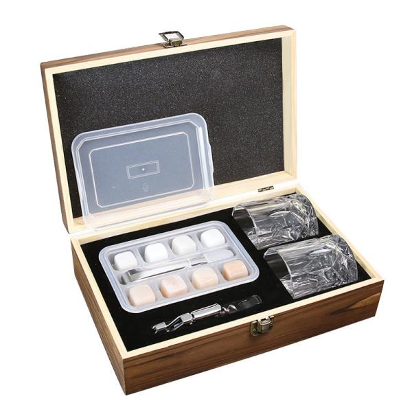 Whiskey Stainless Steel Stones Gift Set 8 Golden Ice Cubes Reusable Chilling Rocks