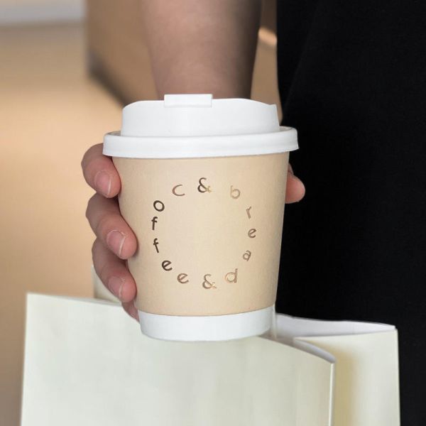 Biodegradable disposable paper cup customized wholesale hot coffee double-layer paper cup