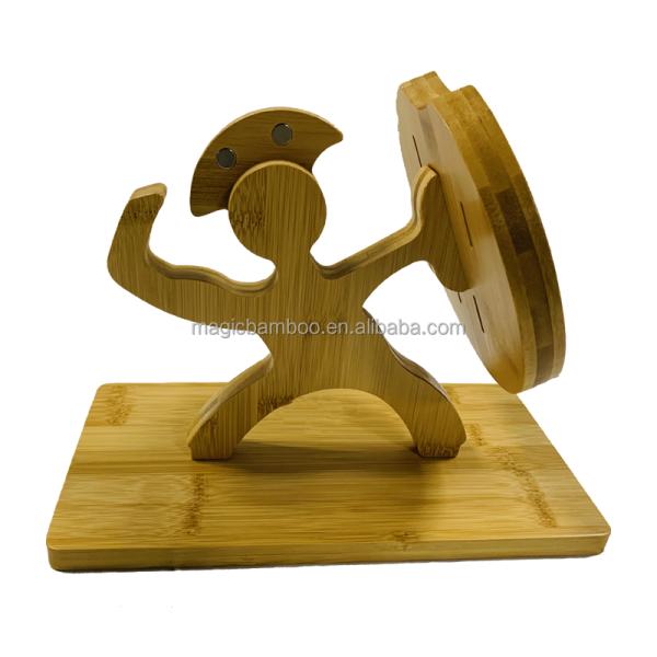Бамбуковое дерево Кухонный щит солдат Форма нож держатель Нож блок держит 6 ножей
