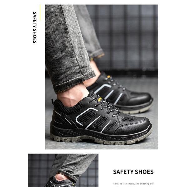 Zapatos de trabajo antiestáticos Microfibra + Tejido volador Zapatos de trabajo Suela de PU Zapatos de seguridad industrial Entresuela de Kevlar Anti-perforación Puntera de acero Anti-aplastamiento